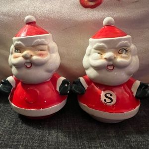 Vintage 1960s winking Holt Howard Santa salt and pepper  shakers